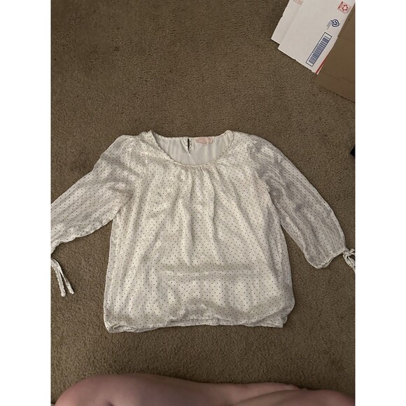 Blousology Women's Polka Dot and Stripes Blouse 3/4 Sleeves Size Large - Picture 1 of 9